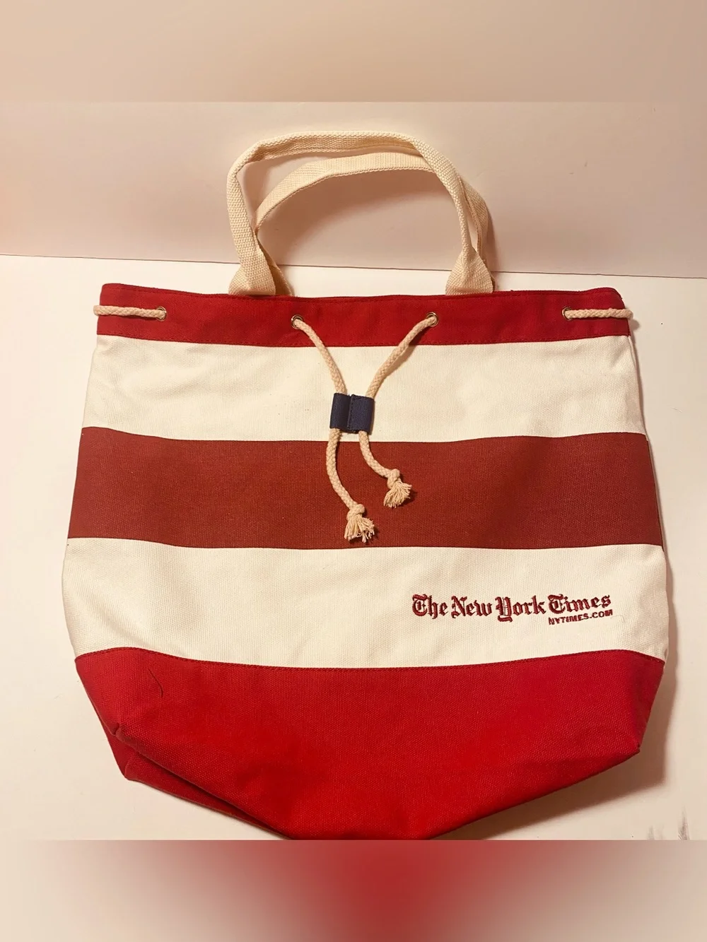 The New York Times Large Striped Logo Canvas Tote Bag & Towel Set 14.5x16 New